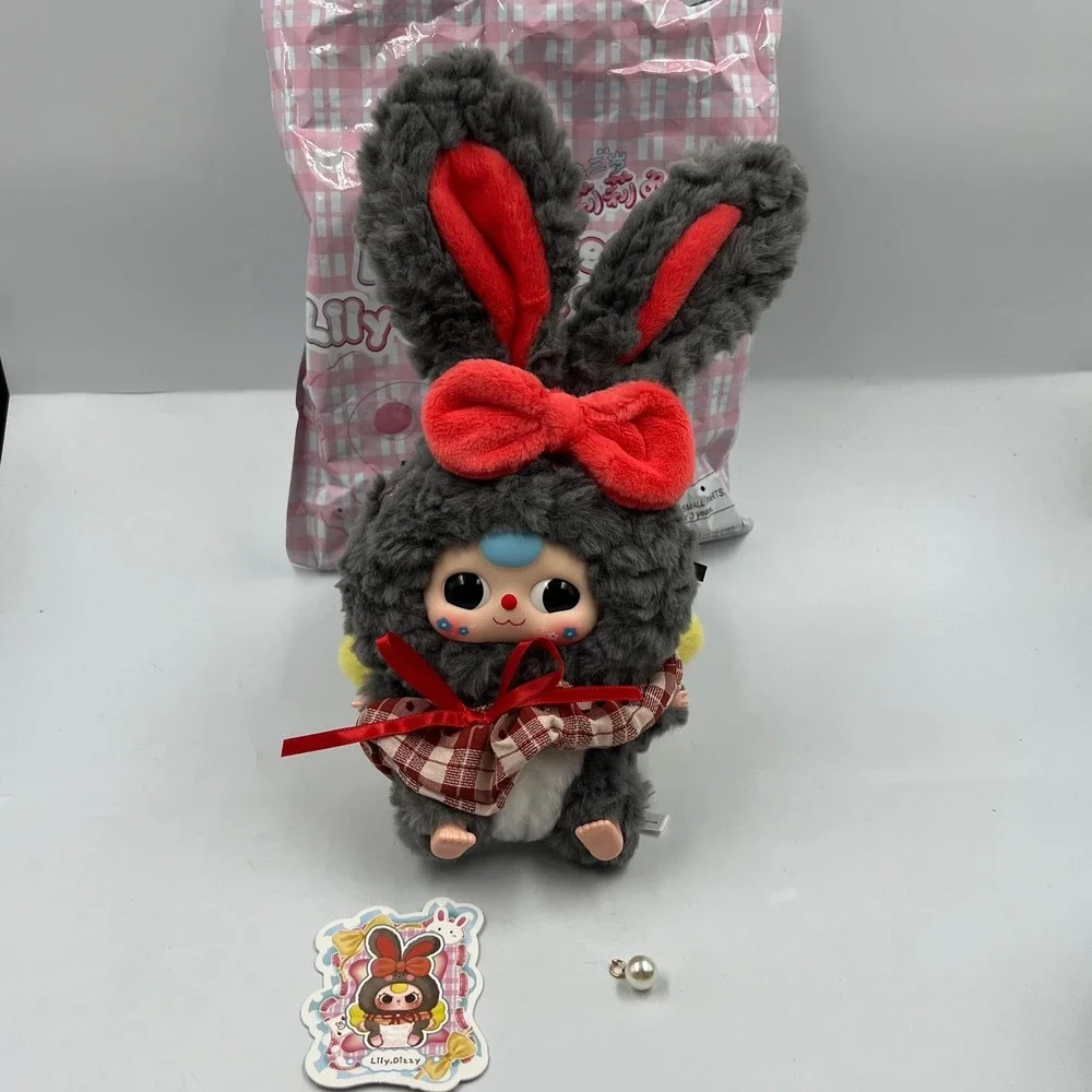 Baby Three Lily Rabbit Town V2 Dizzy Gray Bunny Plush Designer Toy with Card